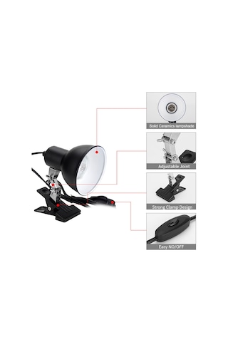 Yifomall Sürüngenler İçin Isıtıcı Lambası - D3 Vitamini Üretimi, Kalsiyum Absorpsiyonu - Açısını Ayarlayabilir, E27 Vida - 75w Avrupa Standartı Lamba Dahil Diğer