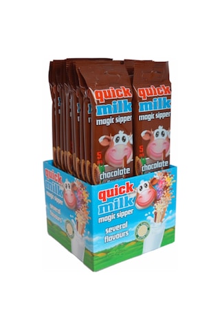 Quick Milk Pipet İçinde Çikolata Aromalı 5'li Paket 20 x 30 G Quick Milk Pipet İçinde Çikolata Aromalı 5'li Paket 20 x 30 G