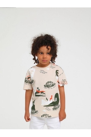 Erkek Bebek Pamuklu Collect Tshirt-14162-bej Bej