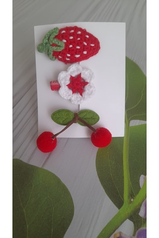Örgü Toka 3'lü Set Saç Aksesuarı Çok Renkli