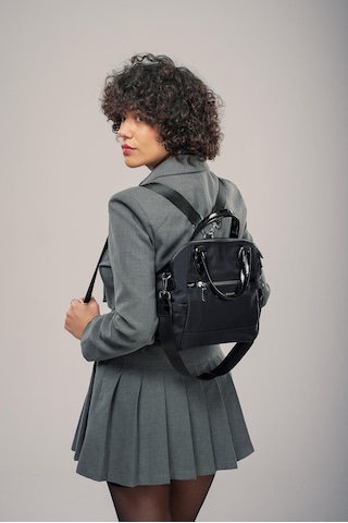 Ççs Kadın 17894 Omuz Ve Sırt Çantası Siyah-bej Siyah - Bej