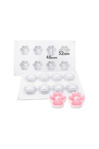 Kendin Yap Hayvan Pençesi Şeklinde Mum Yapıştırıcı Kek Jöle Puding Silikon Kalıp, Özellikler: 8 Kedi Pençesi Çok Renkli