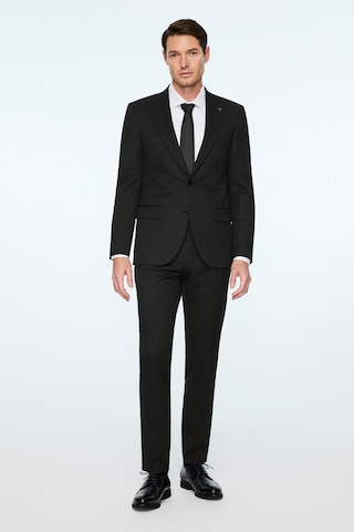 Morven Erkek Siyah Poliviskon Basic Düz Slim Fit Sivri Yaka Takım Elbise 26mc001048001 Siyah