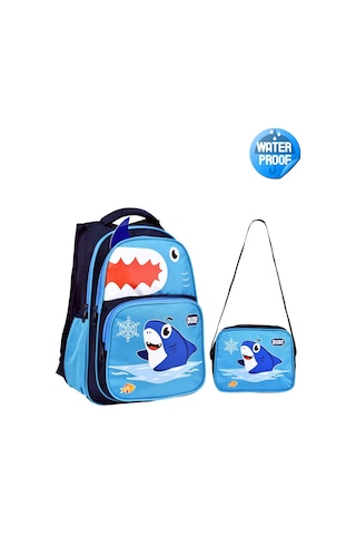 Köpek Balığı Baskılı Su Geçirmez Ortopedik Sırt Özellikli İlkokul