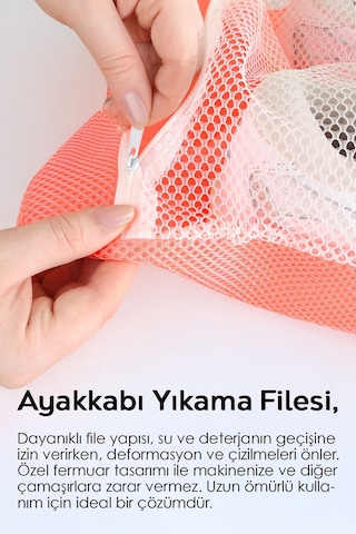 1 Adet Fermuarlı Ayakkabı Yıkama Filesi - Bölmeli Yıkama Filesi 38x38 Cm Karışık Renk Çok Renkli