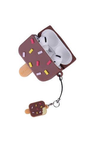 Air-Pods Uyumlu Pro 2 Zore Tpu Kabartma Figürlü İpli Airbag 37 Silikon Kılıf-kahverengi