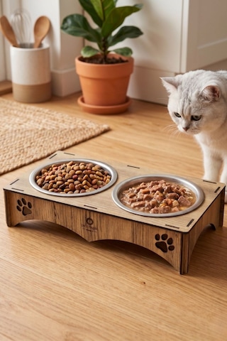 Petmagic 2'li Mama Kabı, Ahşap Çelik Kaseli Kedi Mama Kabı, Ahşap Standlı, Metal Kaseli Petmagic 2'li Mama Kabı, Ahşap Çelik Kaseli Kedi Mama Kabı, Ahşap Standlı, Metal Kaseli
