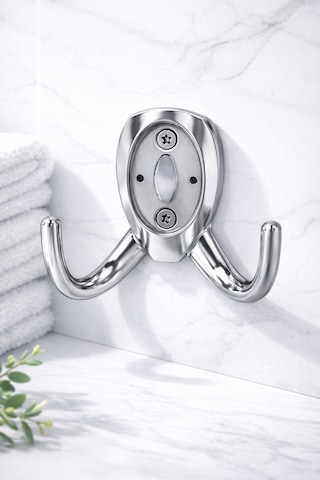 Krom Askı Çiftli Metal Vestiyer Askısı Duvar Askılığı Elbise Mont Çanta Askısı Parlak Krom Gümüş