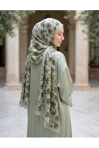 Camellia Scarfs Blom Desen Soft Şal Mint Taze Ve Modern Şıklık