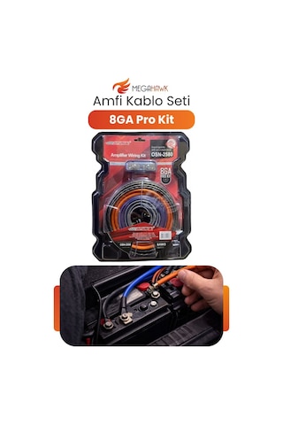 Amfi Kablo Seti 8ga Pro Kit Oto Ses Sistemi Tesisat Seti Rca Dahil