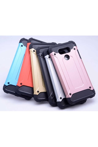 Noktaks - Lg G6 Uyumlu - Kılıf Çift Katman Koruyucu Crash Military Tank Kılıf - Rose Gold Rose Gold