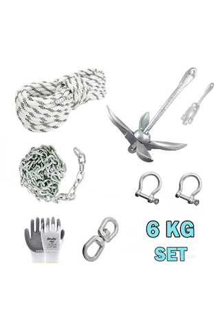 Tekne Ve Şişme Bot İçin Hazır Çapa Seti 6kg Şemsiye Çapalı