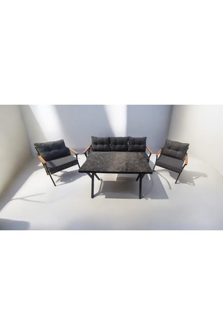 Pi Locca Bahçe Balkon Mobilyası Antrasit 3+1+1 Ve Perla Masa Antrasit