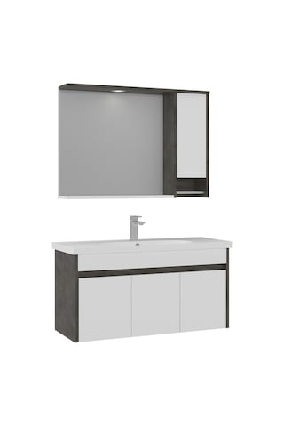 Orka Aydos 100 Cm Retro Gümüş/beyaz Banyo Dolabı Takımı Beyaz