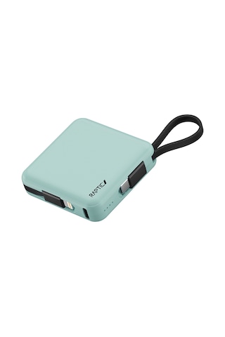 Raptic Lightning Ve Type-c Kablolu Dijital Led Göstergeli Askılı Powerbank 5000mah Yeşil