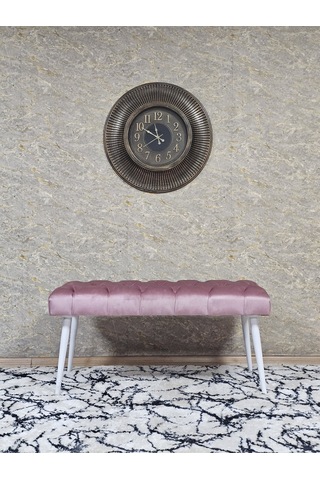 Zafir Beyaz Boyalı Sivriltme Ayaklı 90 Cm Puf Bench - Puf - Bench - Kasalı Oturak - Oturak - Yatak Ucu Puf Pembe