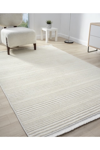 Mariesse Home Step Serisi Naturel Bukleli Yumuşak Dokulu Iskandinav Dokuma Halı Krem