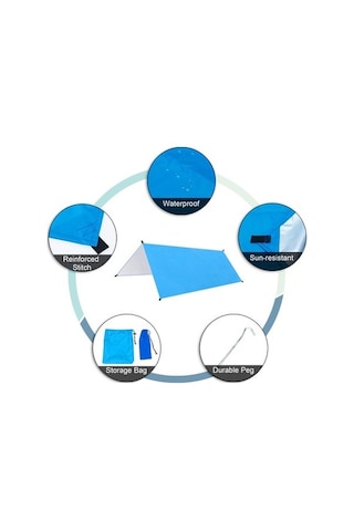 Bloomnest Yağmur Tarpaulin Tarp Su Plaj Piknik Mavi Kamp Kamp İçin Hava Hamak Hafif Güneşlik Geçirmez Fonksiyonlu Çok Çadırı Çadır Barınağı Açık 9.8ft 9.8 Rf Mavi Mavi