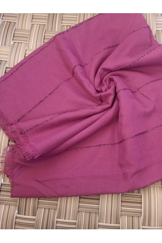 Kadın Tesettür Pamuklu Sim Şerit Şal Mor