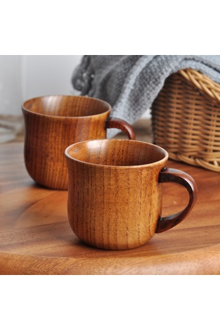 Mufunye Eko-friendly Ahşap Kupa, Ergonomik Kollü, Sürdürülebilir Malzeme, Kahve Ve Sıcak İçecekler İçin, Ticari Toplu Satış Diğer