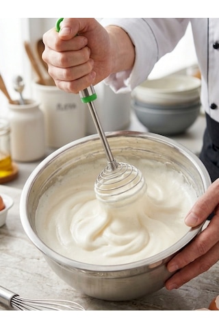 Mucit Home Yeni Nesil Pandispanya Kek Çırpıcı Yaylı Yumurta Çırpıcı Krema Çırpma Aleti Krom
