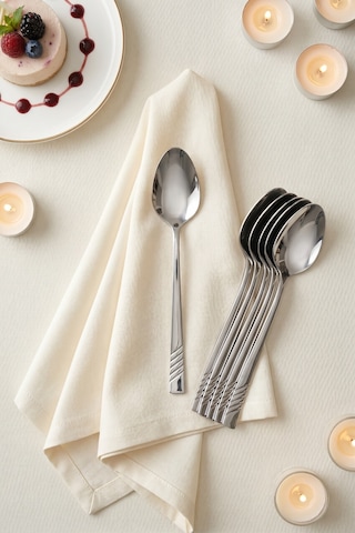 Karat Steel 6 Parça Tatlı Kaşığı Takımı - 16 Cm Silver