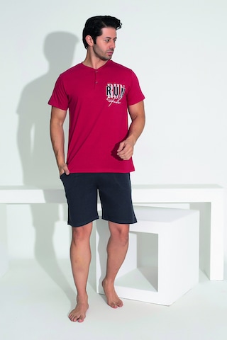 Remsa Erkek Şort Tshirt Pijama Takımı 25256 Kırmızı Kırmızı