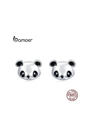 Bamoer Hakiki 100% 925 Ayar Gümüş Hayvan Koleksiyonu Sevimli Panda Saplama Küpe