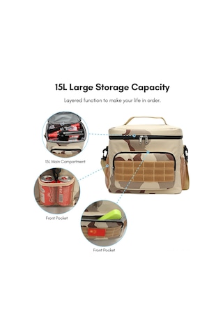 Mufunye 15l Isı Yalıtımlı Çanta - Sulu Dayanıklı Oxford Kumaş - Ayırılabilir Askılı Kayış - 6 Saat Isı/sıcaklık Saklama - Ordu Yeşili Yeşil