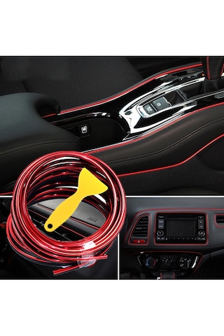 Torpido Fitil Kırmızı Yeni Nesil Trim Fitil Araç İçi İp Şerit 5 M