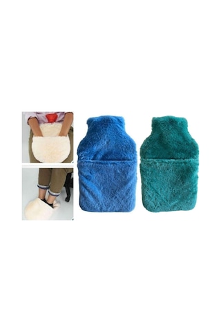 Sıcak Su Torbası 2 Adet,cepli Peluş Termofor 32,5x17,5cm 1500 Ml Çok Renkli