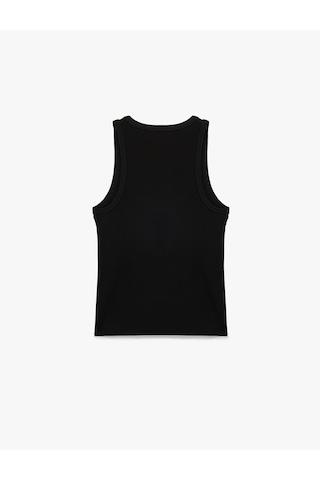 Koton Slim Fit Pamuklu Kolsuz U Yaka Fitilli Atlet Siyah 7wak10004ek