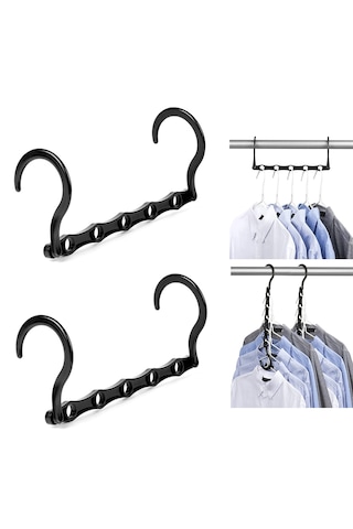 Microcase 5 Delikli Çok İşlevli Katlanabilir Askı Düzenleyici Organizer 2 Adet Al5358 Siyah