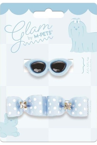 M-pets Glam Gözlük Ve Fiyonklu Kedi Ve Köpekler İçin Aksesuar Toka Mavi Mavi