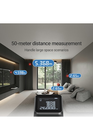 Lsa Lazermetre: 50m Menzil, 9 Fonksiyonlu Milimetrik Hassasiyet Metrekare Metreküp Mesafe Ölçümü