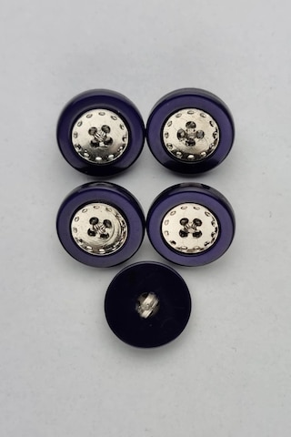 Küçük Ortası Metal Akrilik Lacivert Kaban Çeket Hırka Yelek Düğmesi 5 Adet