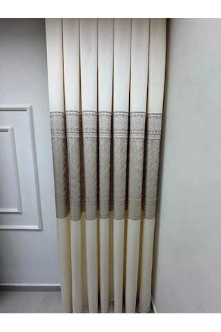 Nivemeshome Avşa Desen:632349 2004 Krem 1/3 Sık Pile Fon Perde Apm Krem