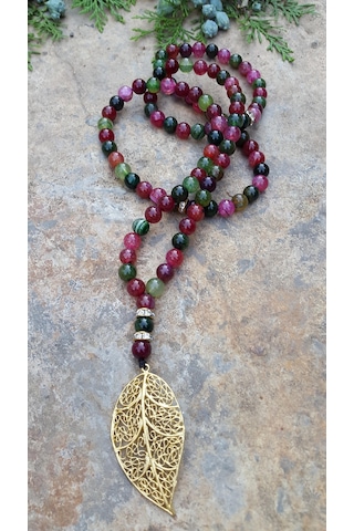Stoneage Jewellery Akik Doğal Taş 99 Tesbih  Kolye Gümüş