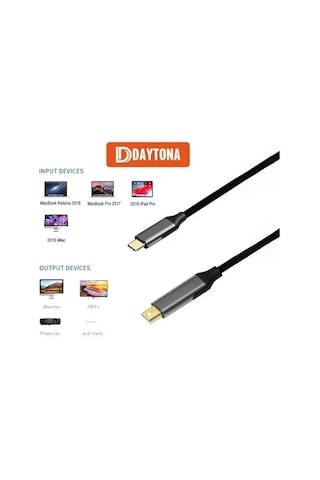 Daytona K-02 Type-C=Mini Dp Adaptör Çevirici 4K Görüntü Aktarim