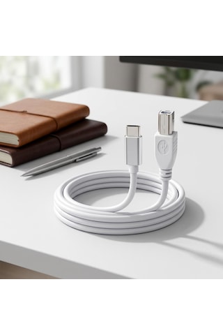 Cr68 Type-c / Usb-b Yazıcı Kablosu 1mt Type-c Girişli Laptop, Tablet Ve Telefon Uyumlu Yazıcı, Tarayıcı Ve Enstrüman Bağlantı Kablosu 4pin Type-c Male