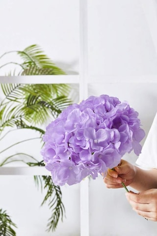 Yapay Çiçek Ortanca Çiçeği Demeti 43 Cm Açık Lila