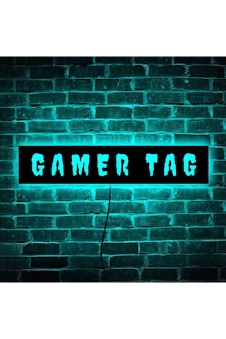 Willowhaven 1 Adet Özelleştirilebilir Oyuncu İsimli Ahşap Usb Led Renk Değiştiren Gece Lambası 11.81x2.36 Inch Duvar Tipi Oyun Temalı Ahşap