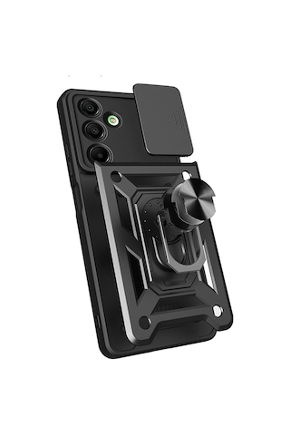 Zore Samsung Galaxy A16 Uyumlu Magnetik Standlı Kamera Korumalı Omsy Sürgülü Vega Kapak-mavi