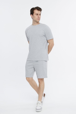 Bella Dossi Waffle Kumaş 0 Yaka Erkek Günlük Ve Spor Şort Takımı Gri