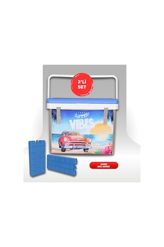 Buzluk Termos Set-20 Lt Kumaş Buzluk Termos 1029 Cooler Box +2 Adet K-250 Buz Aküsü Çok Renkli