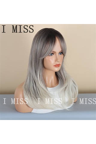 Siyah Degradeli Ve Sekiz Rakamı Şeklinde Perçemli Doğal Sentetik Peruk