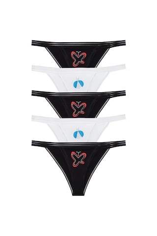 Sensu Kadın Pamuklu Taş Baskılı 5'li Slip Külot Set - Kts3043 Karışık