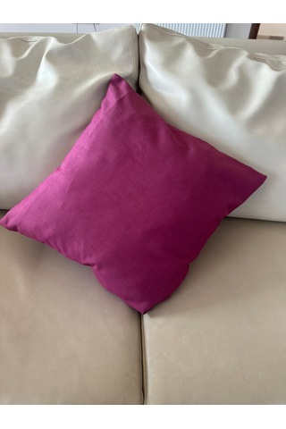 Keten 43x43 Kırlent Kılıfı 2'liı Fermuarlı Evtex Mürdüm