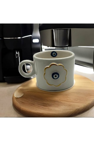 Altın Yaldız Çiçek Nazar Fincan Mug
