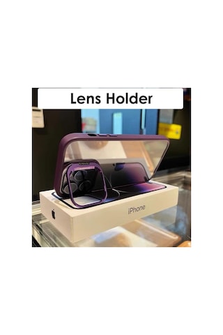 İphone 15 Pro Max Uyumlu Kılıf Kamera Korumalı Pencere Standlı Arkası Şeffaf + Lens Koruyucu Resimde Görünen